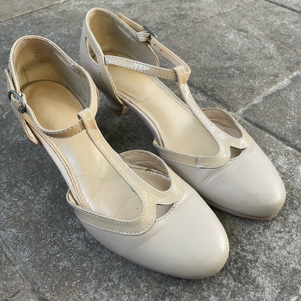 Tan T-Strap 1.5” Kitten Heel